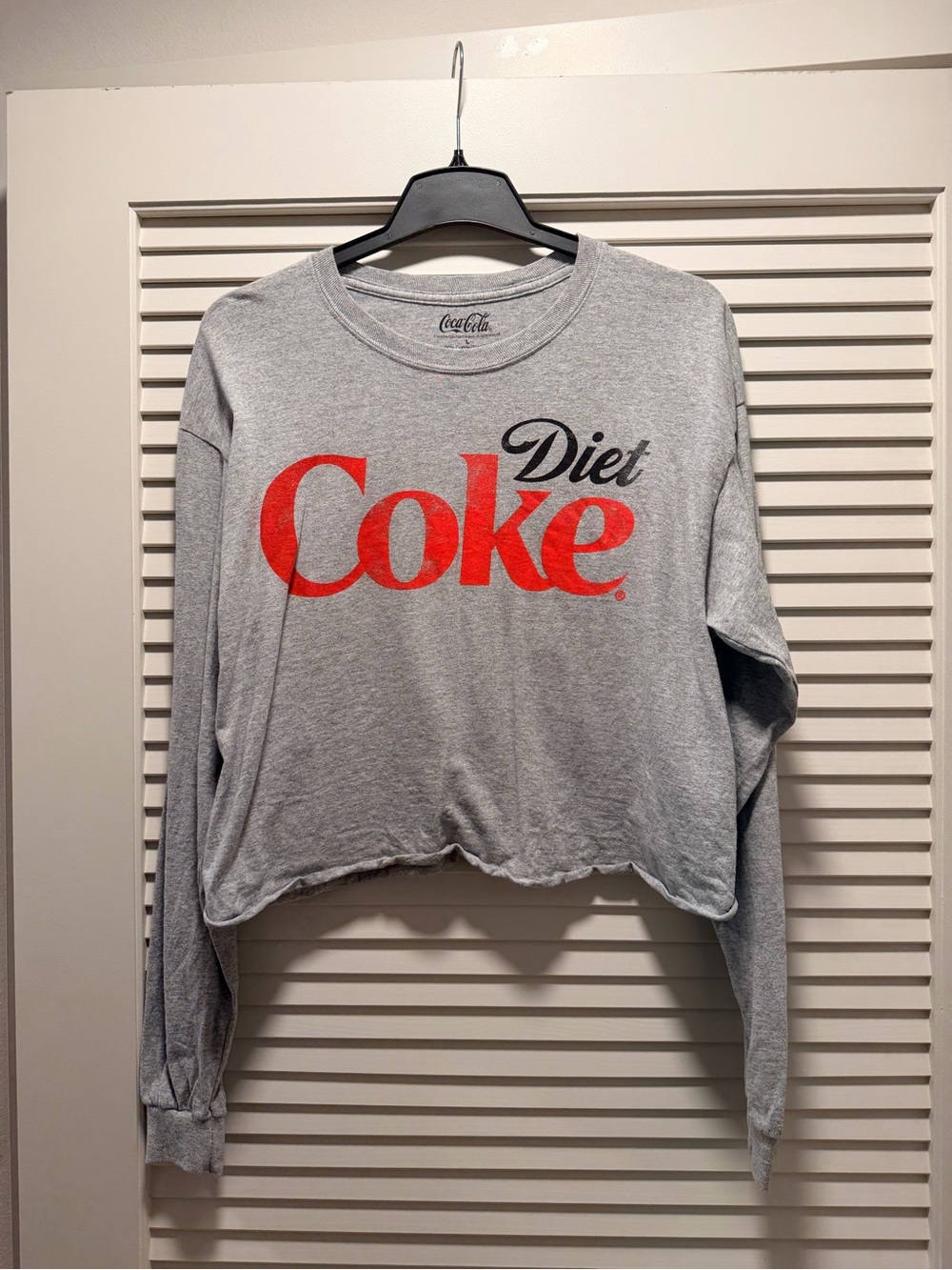 Coca-Cola Gray Long Sleeve Diet Coke Logo Crop Top, brand new, never worn!
